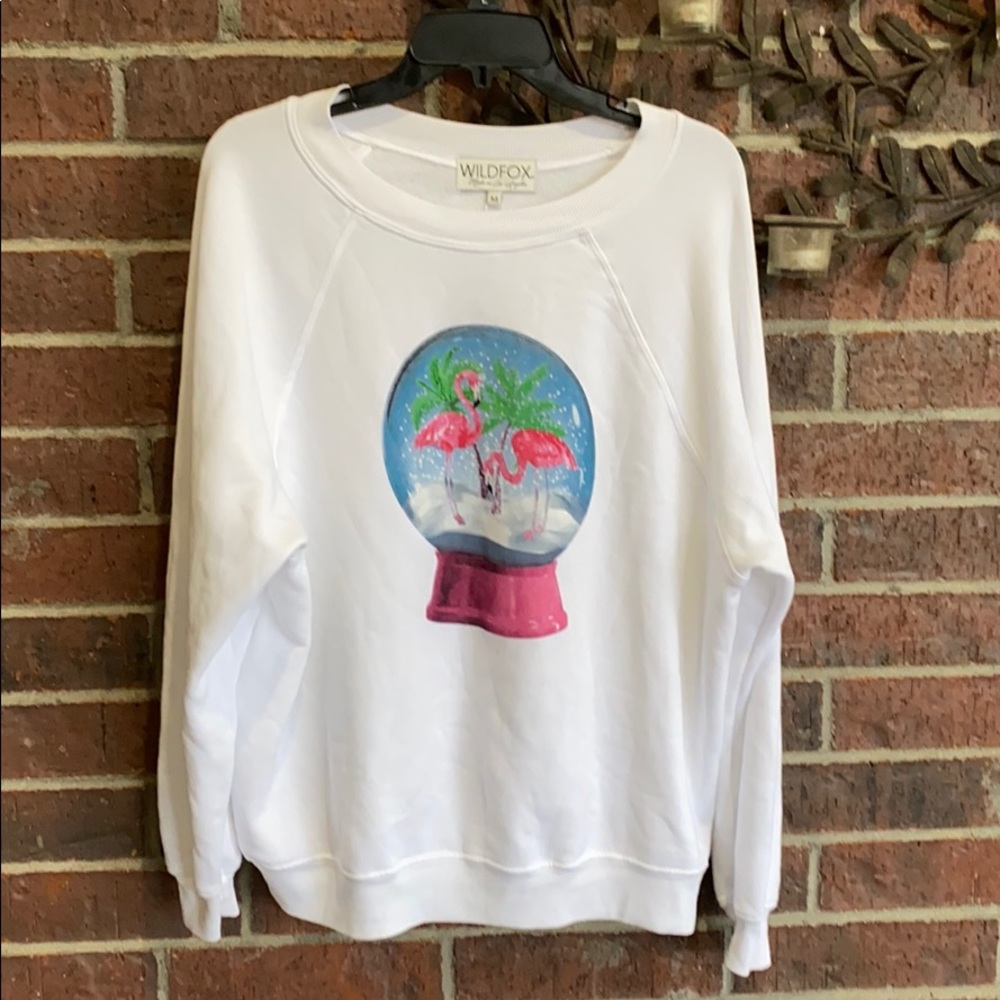 NWT Wildfox flamingo snow globe sweatshirt size M